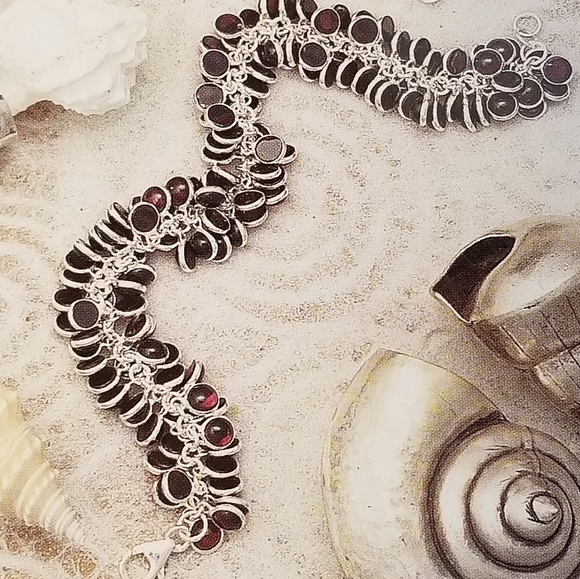 RARE Silpada Sterling Silver & Garnet Cha Cha Bracelet - Picture 4 of 12